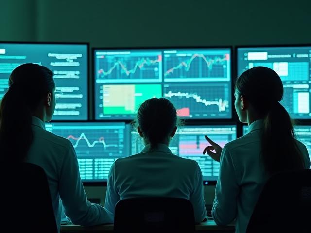 Meridian Health team collaborating on data analytics, demonstrating expertise and teamwork.